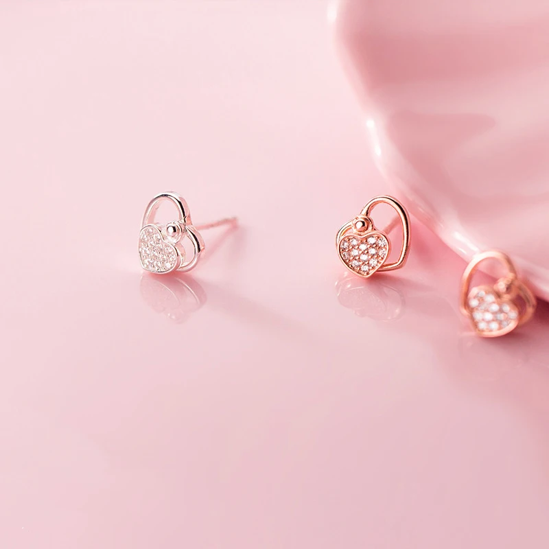 Trusta 925 пробы серебряные ювелирные изделия модные милые миниатюрные 8 мм X 7 мм полые серьги-гвоздики в форме сердца подарок для девочек, детей, леди DS514