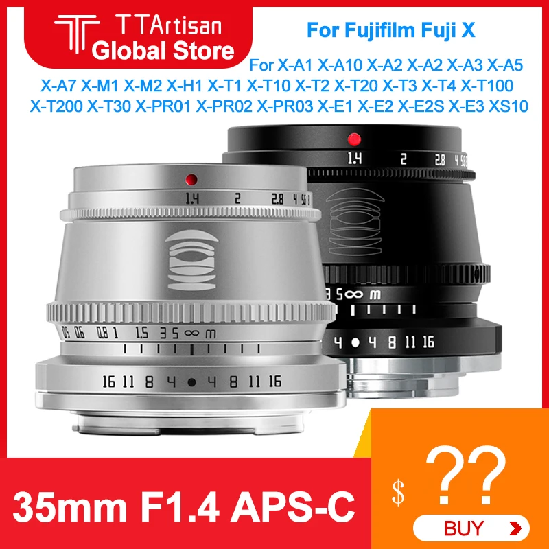 

TTArtisan 35mm F1.4 For Fujifilm Fuji X mount Camera Lens For X-A7 X-T10 X-T20 X-T3 X-T4 X-T100 X-T200 X-T30 X-PR03 X-E3 XS10