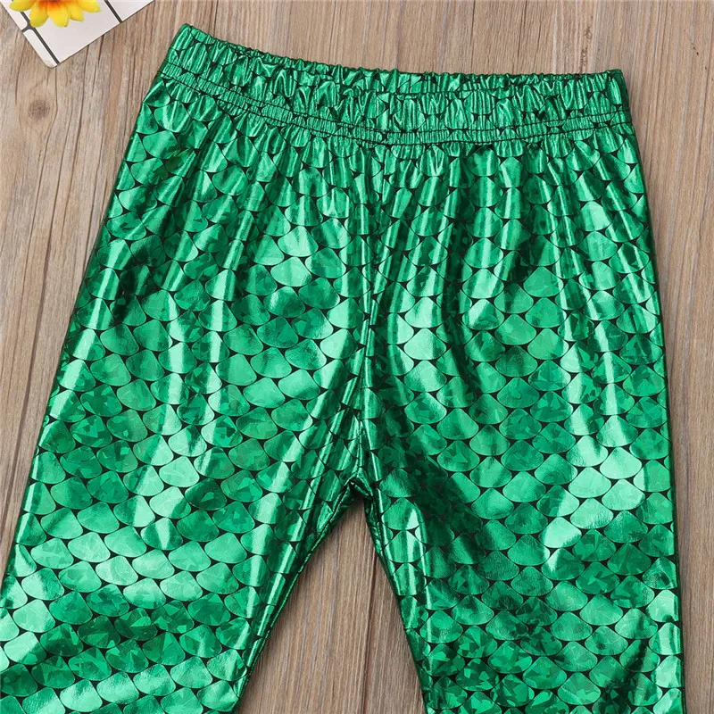 Детские блестящие леггинсы русалки для маленьких девочек длинные расклешенные