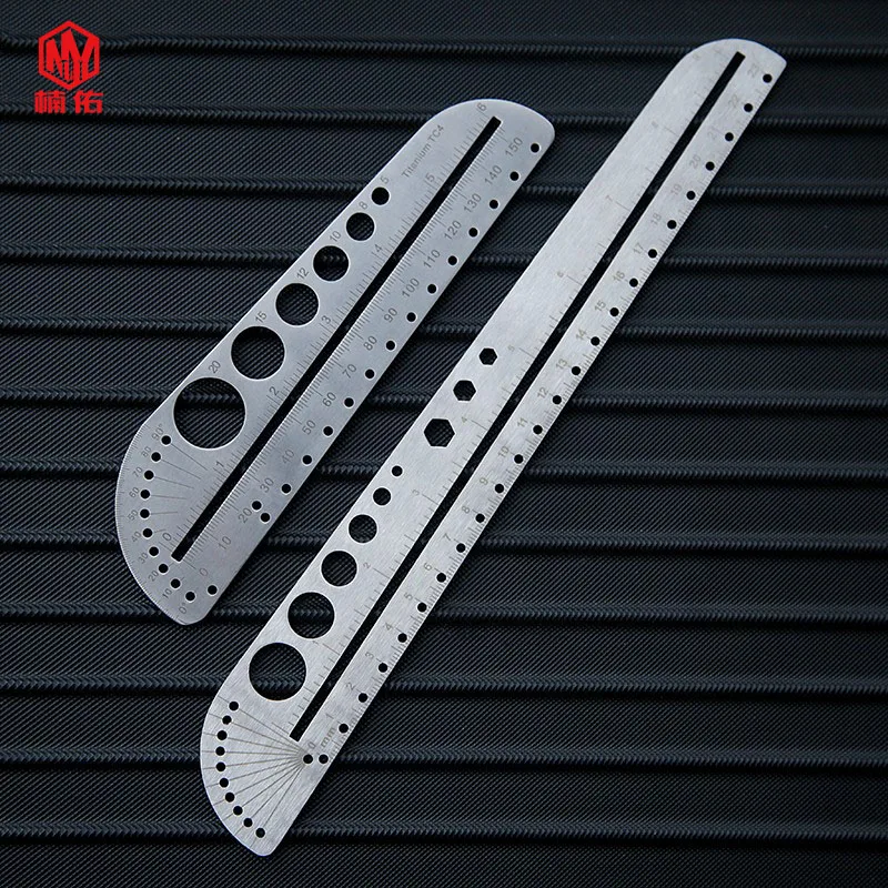 

Stainless Steel Self-defense Ruler EDC Tool Titanium Outdoor Life-saving Emergency Tool Multifunctional Portable Protractor