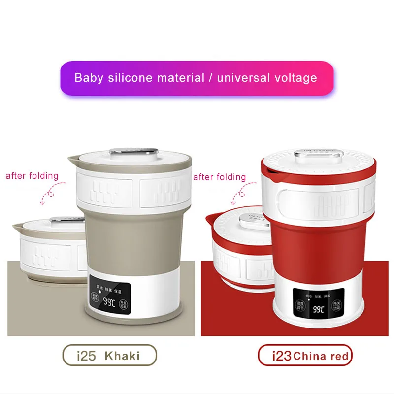 

Portable Electric Kettle Folding Kettle Compressed Travel Hidden Handle Boiling Water Kettle Temperature Adjustment 100-240V