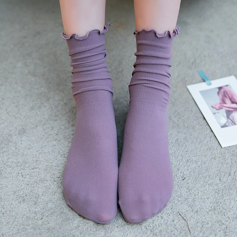 Носки женские повседневные однотонные модные теплые хлопковые милые