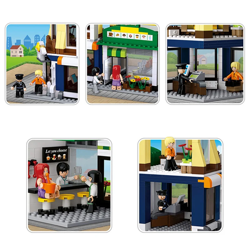 Coffee shop Hotel Bricks Toys Sim City Street view Forge Big World Building Blocks Kids Set Model Gifts Compatible Friends | Игрушки и