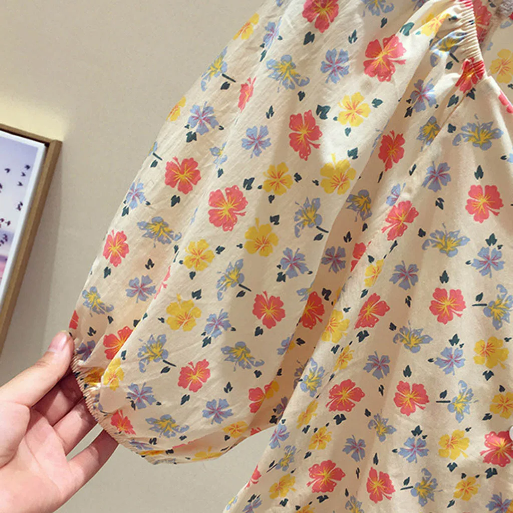 Блузка женская с квадратным вырезом рубашки буфами на рукавах в стиле Хай-стрит