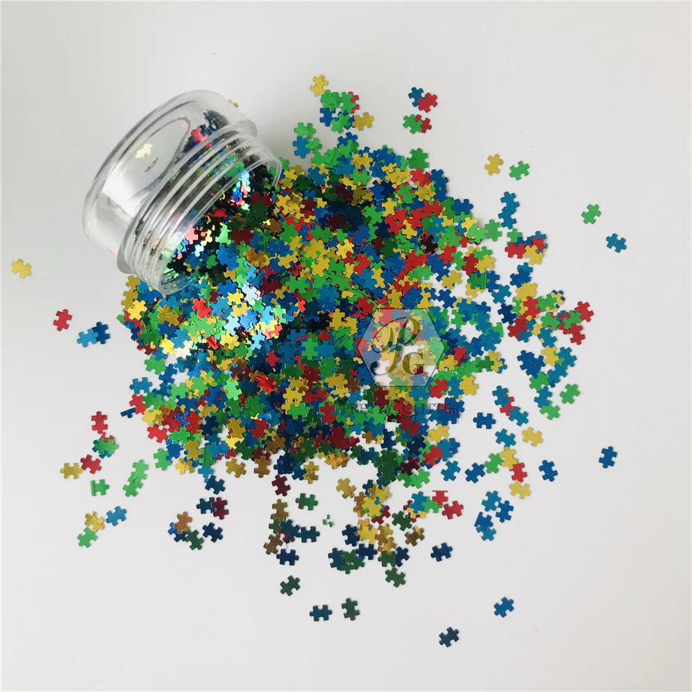 PrettyG 1 Box Colorful Puzzle Shape Glitter Sequins for Resin DIY Making Art Craft Nail Body Makeup Decoration Accessories BP-01 | Красота и