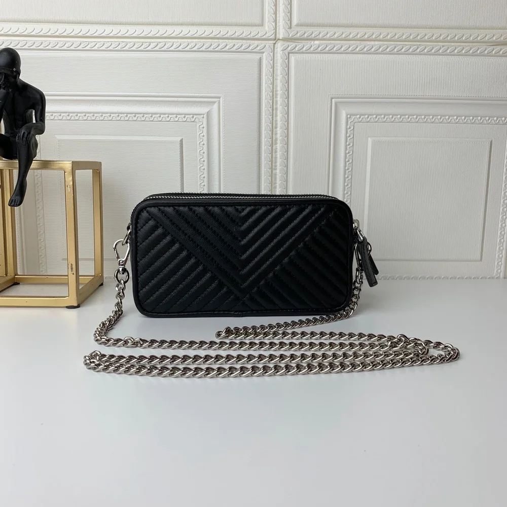 

2021 new chain one shoulder messenger bag double zipper design made of lambskin women handbags designer bag