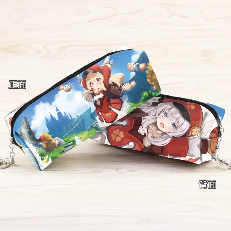 Genshin Impact Paimon Cosplay Cartoon Short Long Wallet PU Purse Card Holder Billfold Pencil Case Box Students Pen Bag |