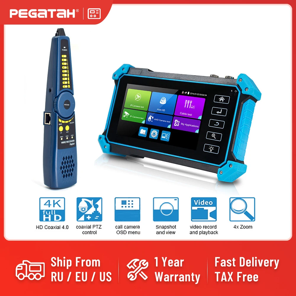 Pegatah CCTV тестер IP камера ahd Мини монитор 4k HDMI VGA IPC Тестер poe портативный cftv кабельный
