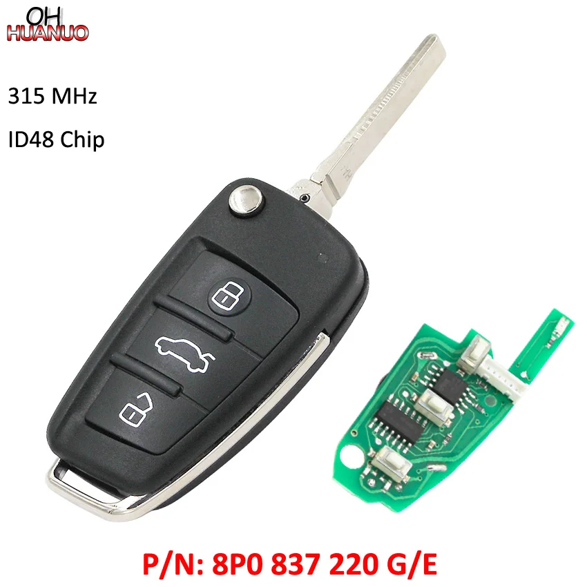 Обновленный складной дистанционный ключ с 3 кнопками 315 МГц и чипом ID48 для Audi A3 TT
