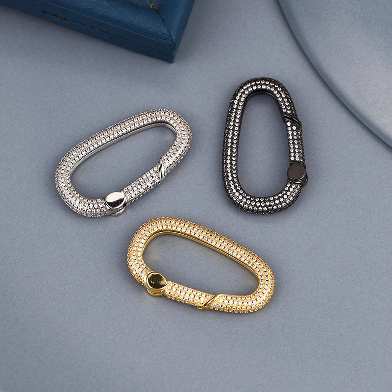 

Geometric Oval Rhinestone Lobster Clasp Hooks End Connectors for Necklace Key Ring Jewelry Metal DIY Making Supplies Accessories