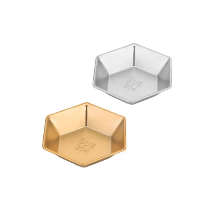 Тарелка Шестигранная из нержавеющей стали для приправы соуса боковые тарелки