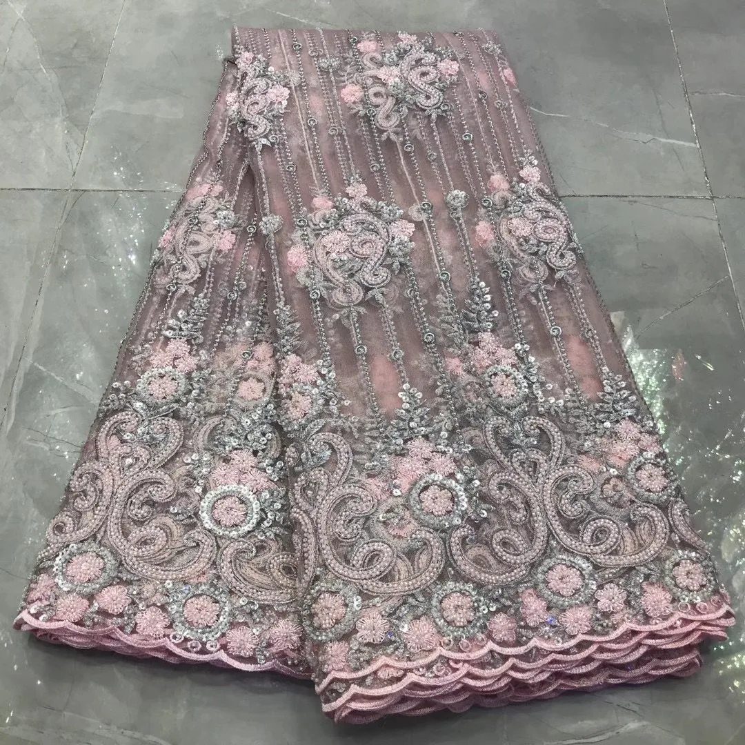 

Африканская кружевная ткань с блестками 2021, французское Тюлевое кружево, вышитые блестки, подходит для проведения высококачественной свад...