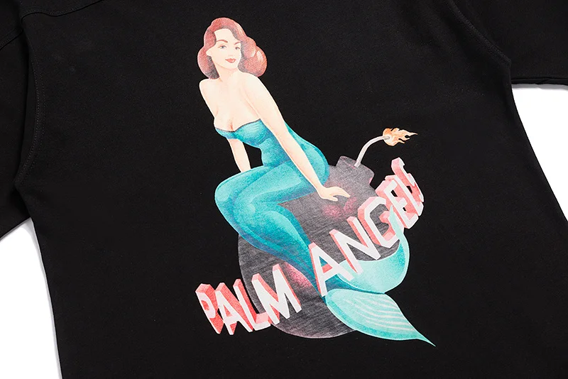 

Palm angels Trendy fashion all-match simple mermaid print T-shirt