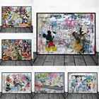 Микки Мышь и Дональд Дак граффити Disney художественные плакаты и принты настенные картины на холсте Современные Абстрактные Happy лозунг холст картины Настенный декор