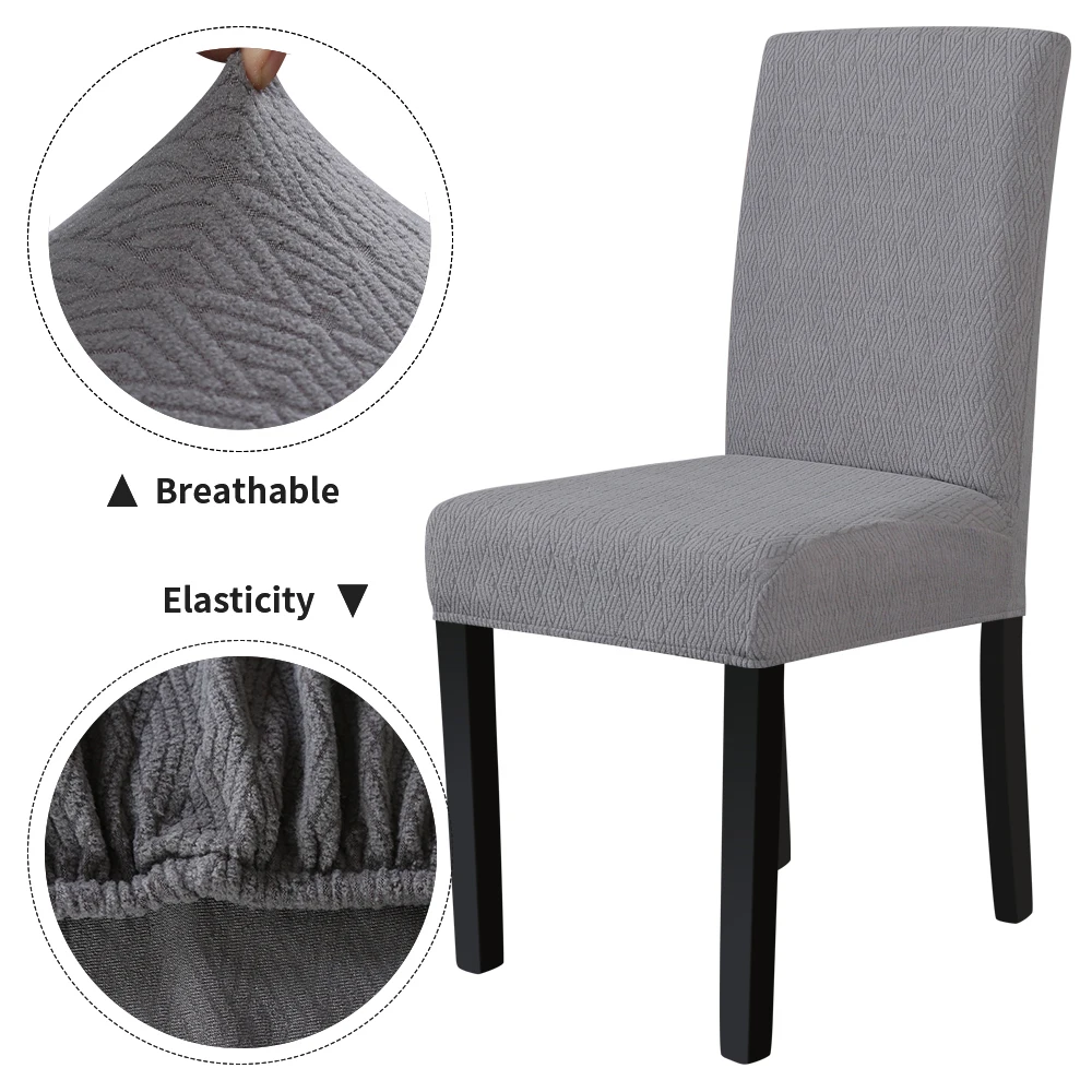 1/2/4/6Pcs Jacquard Chair Cover Seat Covers Gray Thick Dining Elastic Protective Sticker | Дом и сад