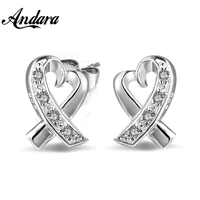 classic 925 sterling silver earrings crystal zircon kelp heart earrings for girls fashion jewelry gifts