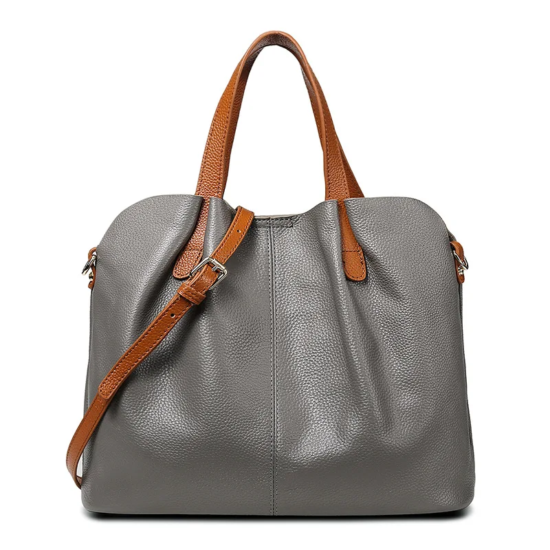 Genuine Leather Women's Bag Fashion Commute Handbags Solid Color Tote Messenger Luxury Designer Shoulder Cossbody Bags women sac