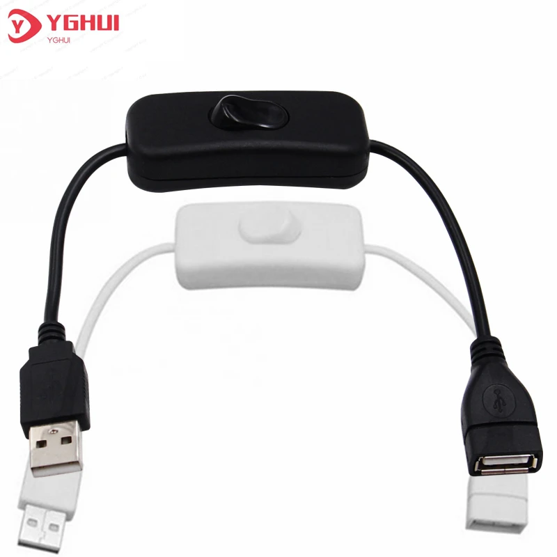 USB Cable Male To Female Switch ON OFF Cable Toggle LED Lamp Power Line 28cm USB Extension Patch Cord