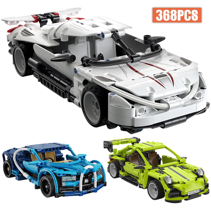 

387Pcs City Pull Back Racing Car Building Blocks Mechanical Supercar Speed Sports Vehicle Bricks Toys for Boys Gifts