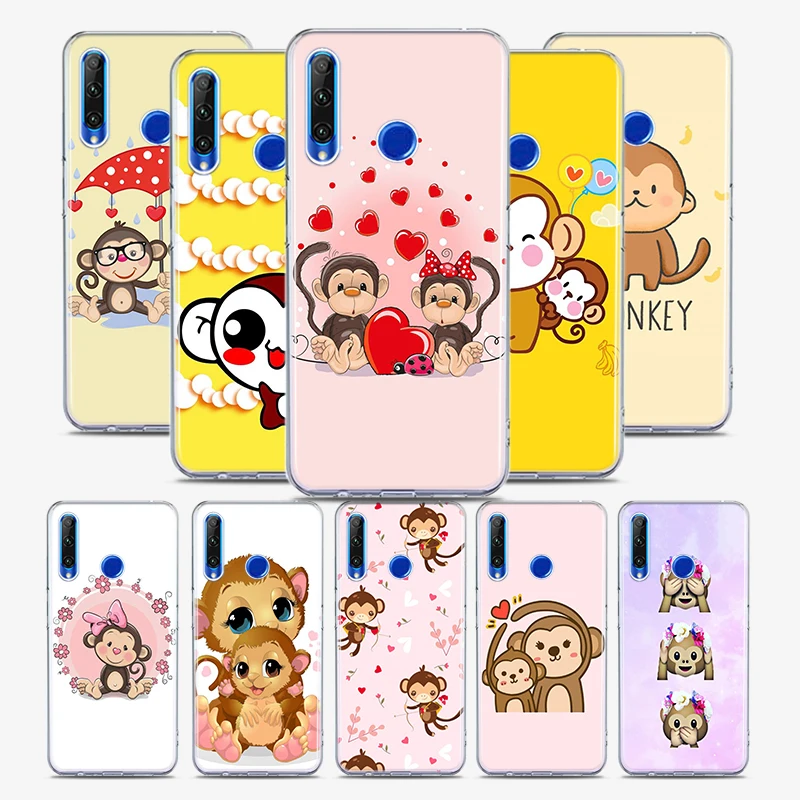 

Cute Cartoon Monkey Silicone Cover For Honor 30 30S 30i 9 10 9A 9C 9S 9N 10i 10X 9X Lite Pro 5G Phone Case