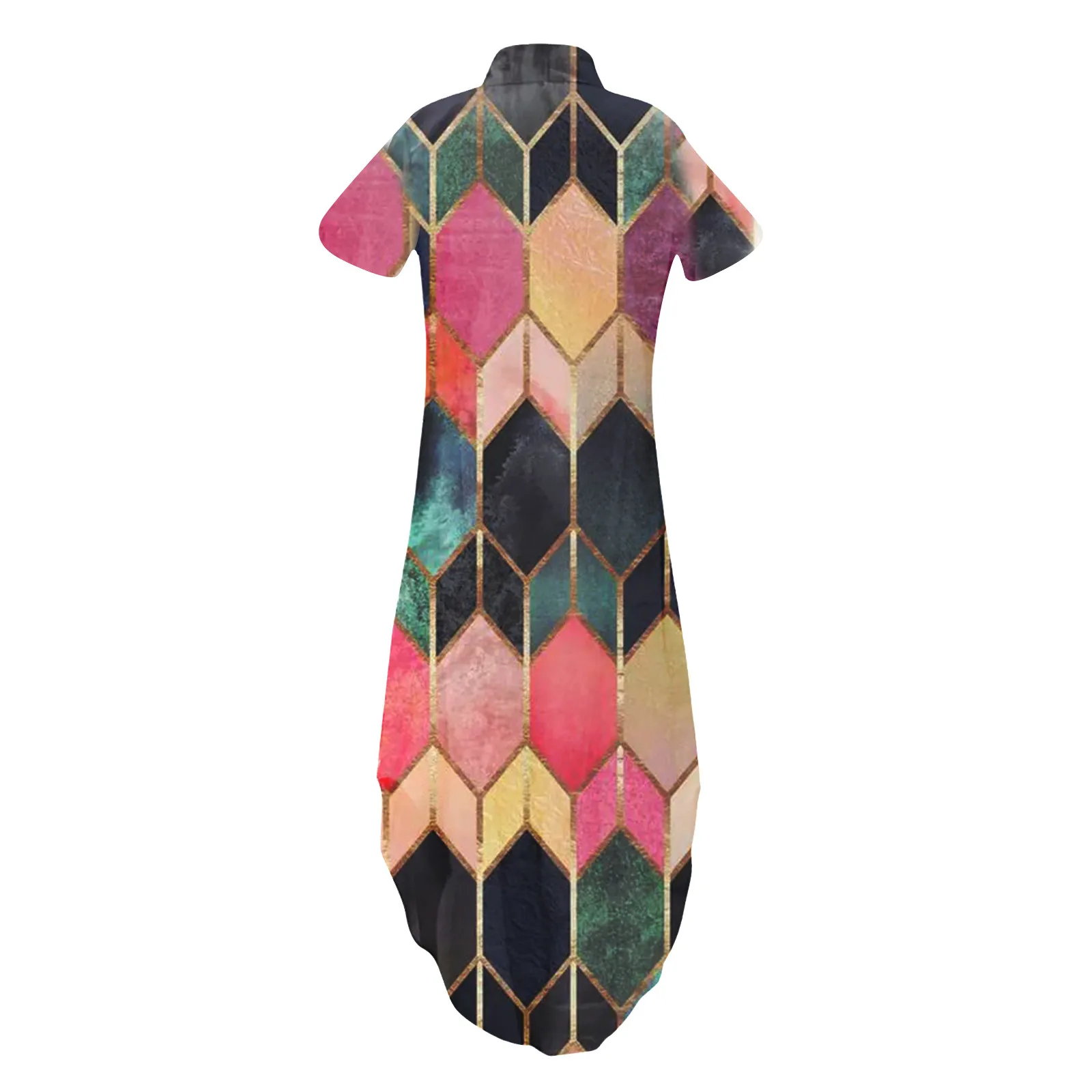 

Autumn Long Dress Short Sleeve Shirt Dress Women Maxi Dresses Pocket Button Fashion Print Dress Casual Loose Dresses 2021 #T2G