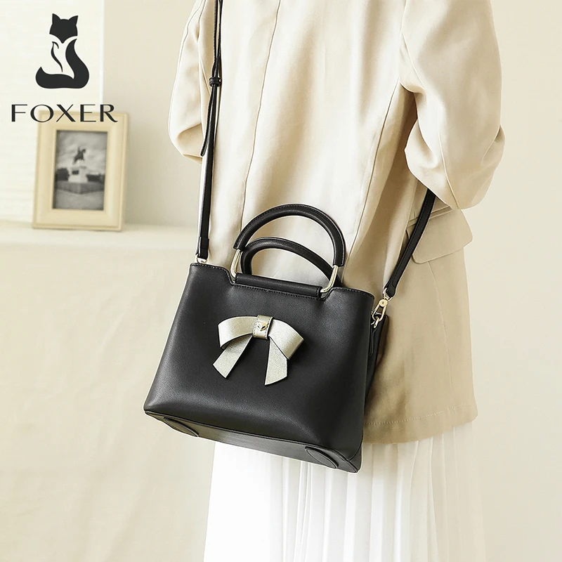 

FOXER Brand Womens Handbags Elegant Design Bow Totes Female Winter Crossbody Shoulder Bags Lady Style Handbag Drop Shipping