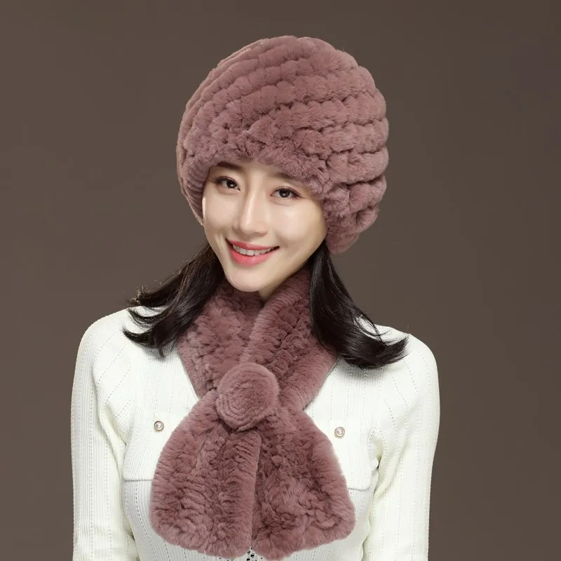 New Arrival Good Elastic Natural Rex Rabbit Fur Hats Lady Winter Warm thicker fur earmuffs hats |