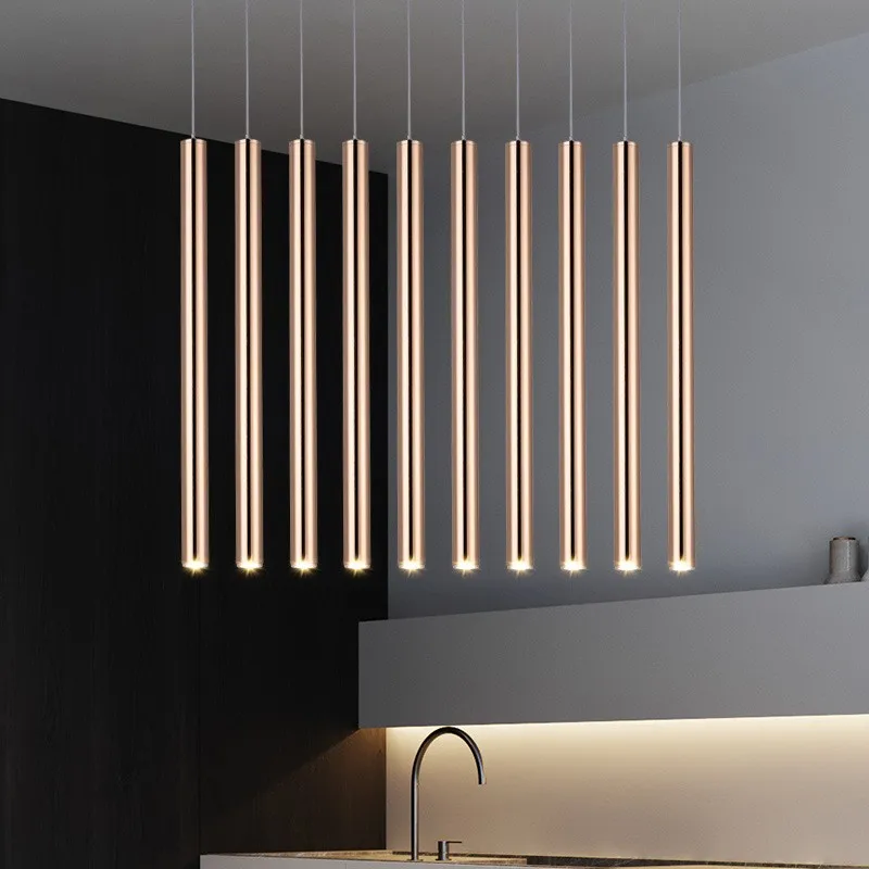 

D3cm L30-80cm 3w Pipe Golden Tube Led Pendent Light Courtindoor Table Hanging Light Fixtures Lamparas Rope Lamp Court Hanglamp