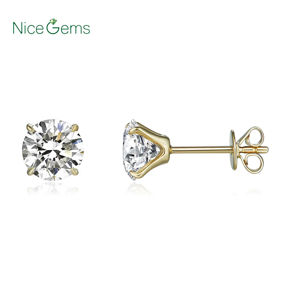 Серьги гвоздики NiceGems женские из белого золота 585 пробы с 4 зубцами от 0 8 до ст. TW D