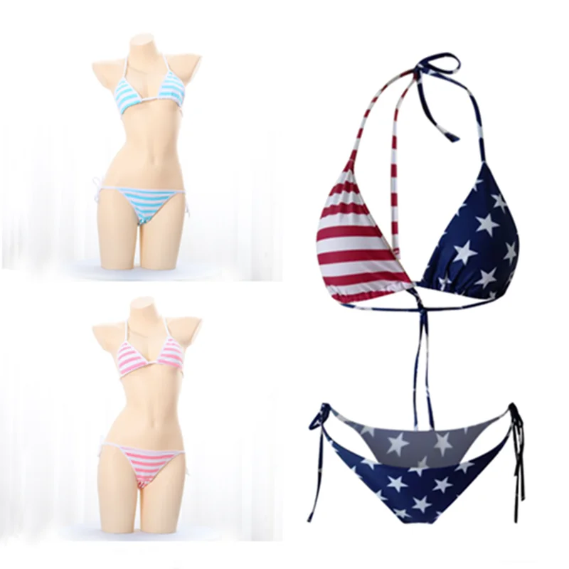 Hot Lovely Bikini Swimsuit print superhero national flag sexy bikini split swimsuit underpants cosplay sandy beach party ball | Женская