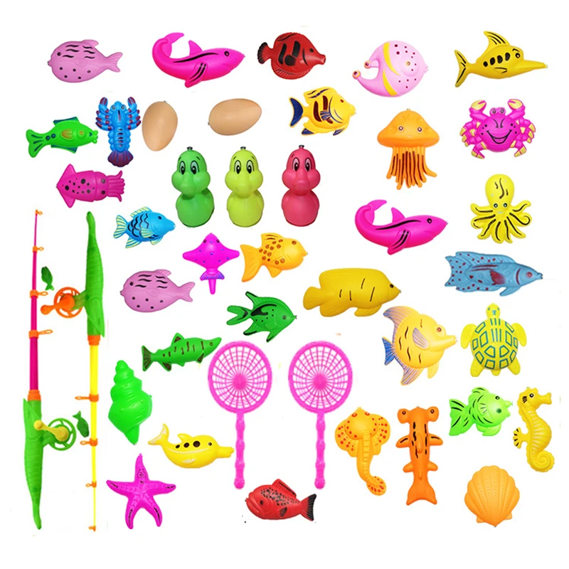 

Creative 39 Pieces Magnetic Fishing Toy Baby Bath Toy Fishing Learning Education Play Set (Pool Included Color Random)