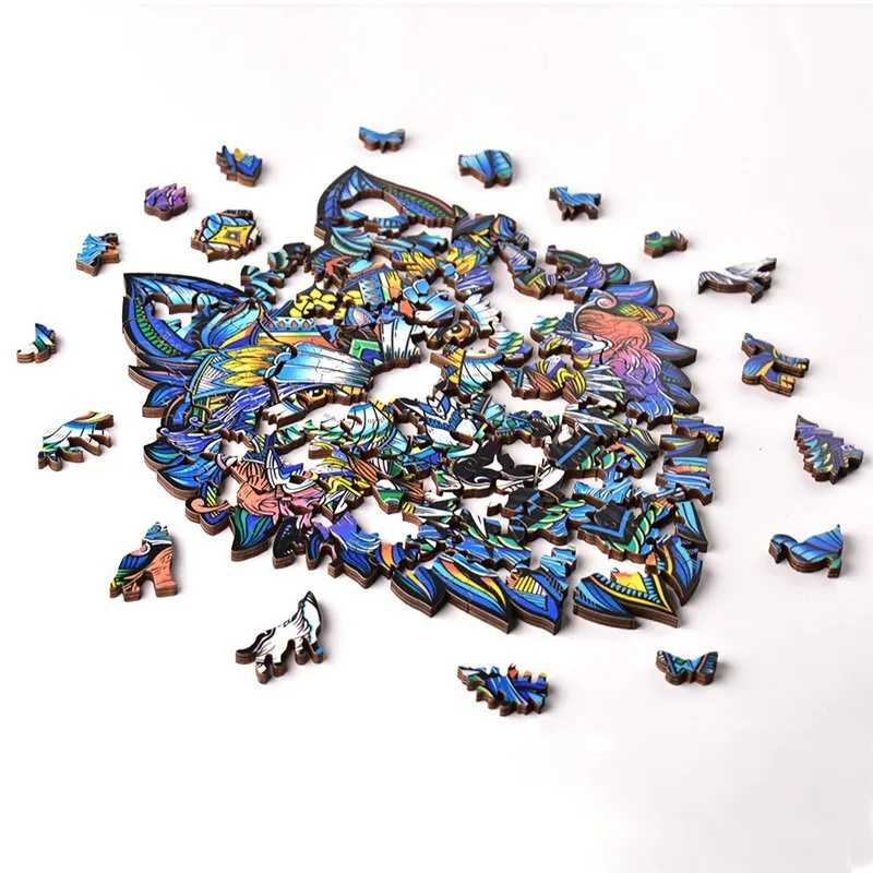 

Lion Unique Wooden animal Jigsaw Puzzles Mysterious 3D Puzzle Gift For Adults Kids Educational Puzzle Fabulous Interactive Gift