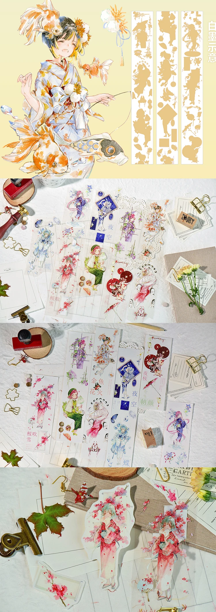 

1 Roll 5.5cmx10M Blue Beautiful Kimono Girl Washitape Japanese Masking Tape Special Oil