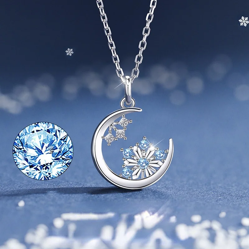 

Vintage Titanium Steel Moon Snowflake Chain Choker Necklace for Women Goth Pendant Collar Necklace Trend Christmas Party Jewelry