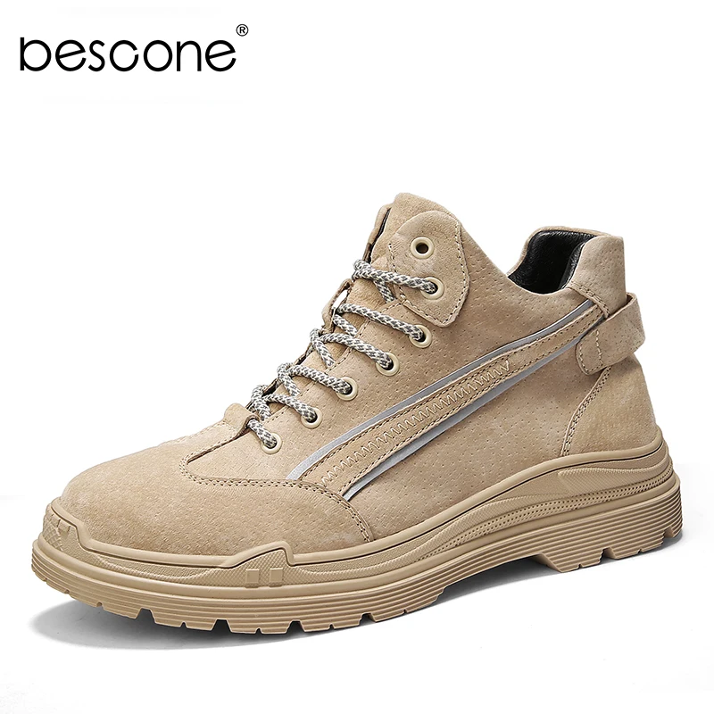 BESCONE/мужские Ботинки martin зимние уличные повседневные туфли хаки серого цвета