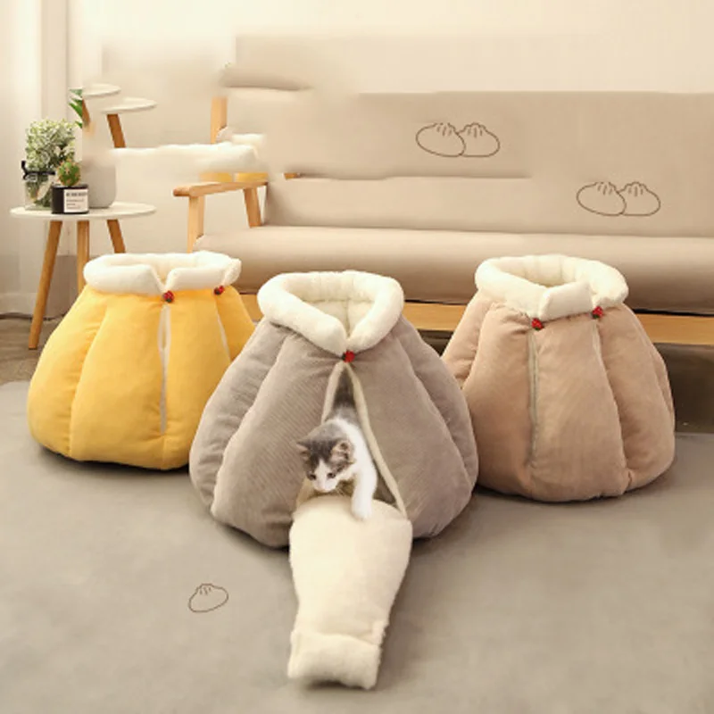 

Foldable Fabric Pet Dog Cat Bed Soft Cone Shape Cat Pet Cat House Warm Sleeping Nest For Cat Washable Cute Pet Supplies