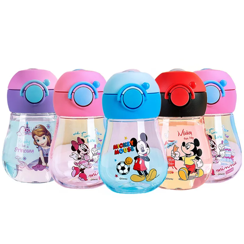 Disney baby girls Minnie Sophia Cartoon cups With straw kids Mickey Mouse Sport Bottles girls Princess Sophia Juice cup gift toy