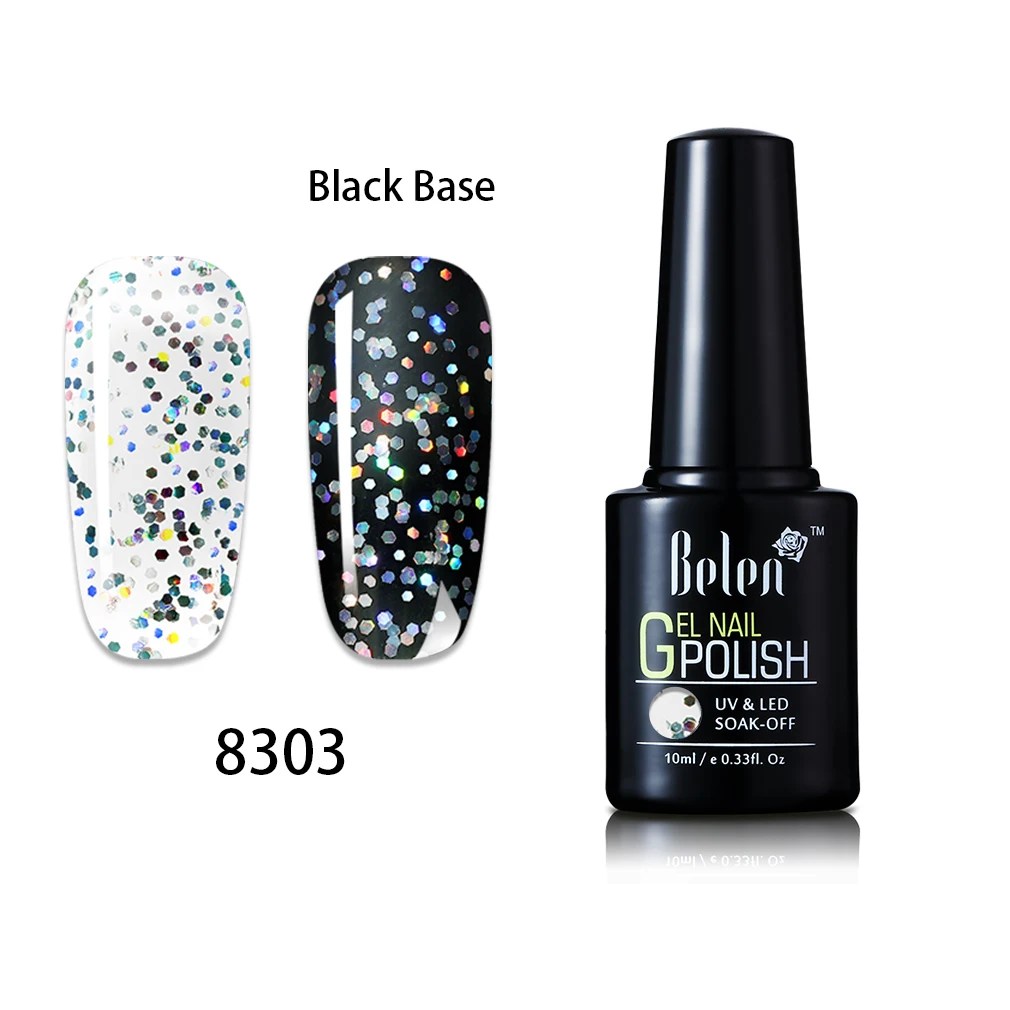 

Belen 10ML Laser Silver Gel Glitter Sequins Nail Polish UV LED Soak Off Nail Varnish Primer Gel Polish Varnish Manicure Nail