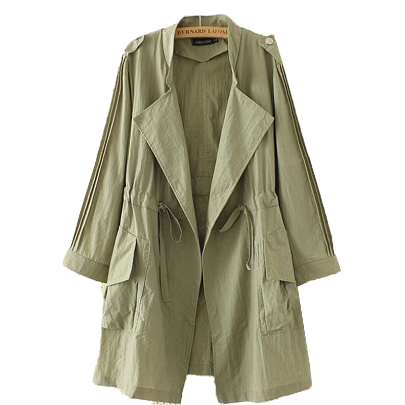 Women's Trench Coat 2019 New Spring Autumn Windbreaker Long Section Loose Casual Sun And Windproof Outwear Cardigan coat A71 | Женская