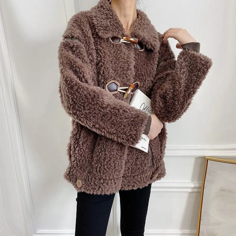 

2020 Winter New Women Fashion Real Sheep Fur Coats Genuine Sheepskin Jacket Female Natural Wool Streetwear Outwear Q291