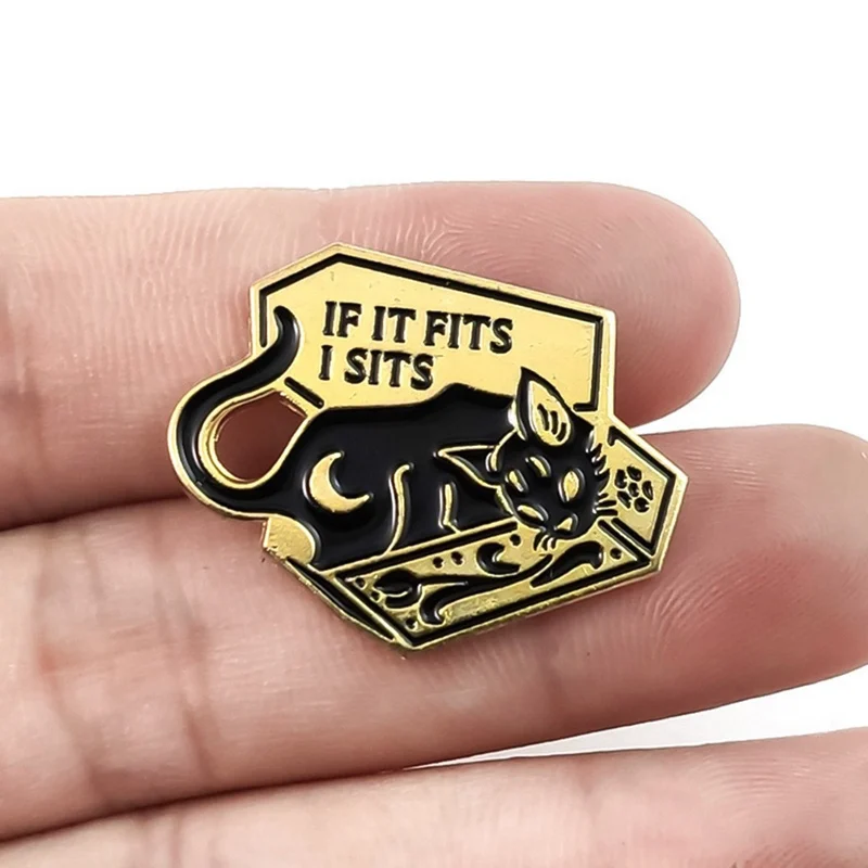 Брошь в виде кота гроб Луна Черный кот лежа коробке &quotесли он подходит мне