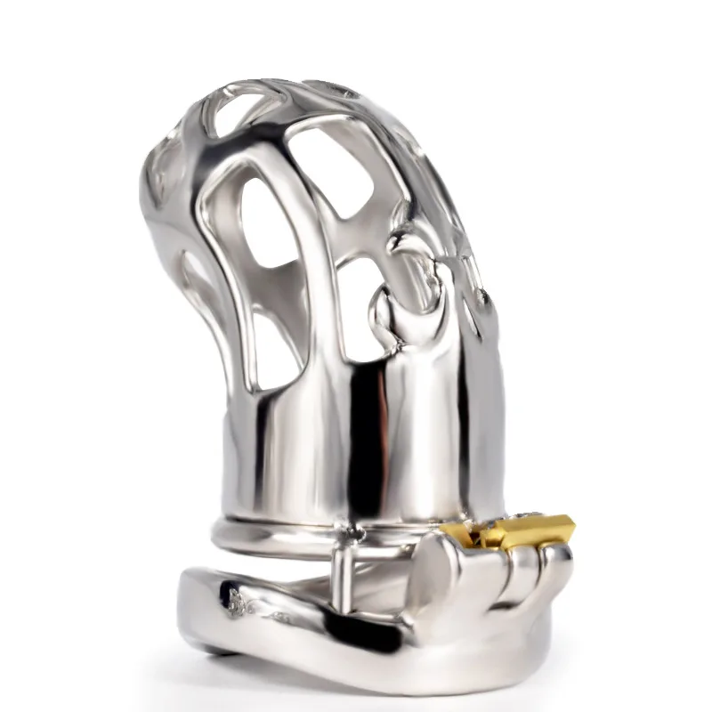

2021 New Stainless Steel Long Curved Cock Cage JJ Bird Cage Lock Male Chastity Device Round Arc Penis Ring Men Chastity Sex Toys
