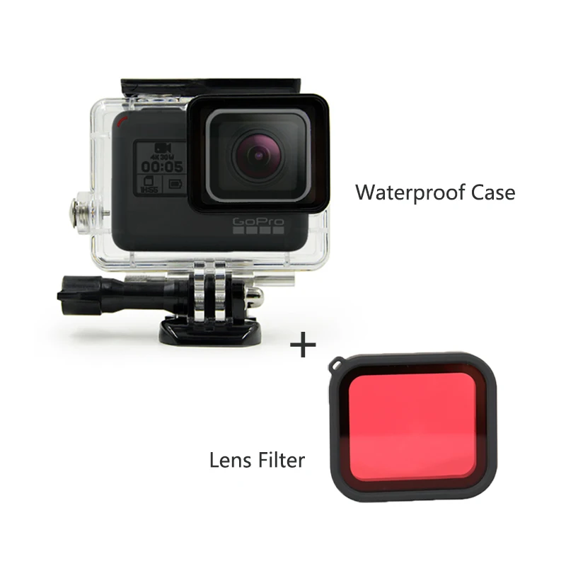 Подводный 45 м водонепроницаемый чехол GloryStar для Hero 5/Hero 6 с красным фильтром