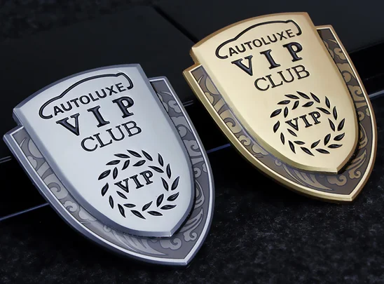 

3D Gold/Silver Metal VIP Club Luxury Auto Car Trunk Rear Fender Emblems Badge Decal Sticker