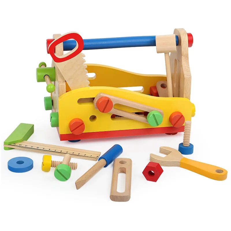

Wooden Nut Toolbox Repair Pretend Toy Portable Repair Wooden Toolbox Set Montessori Educational Take Apart Innovative Kids Toy