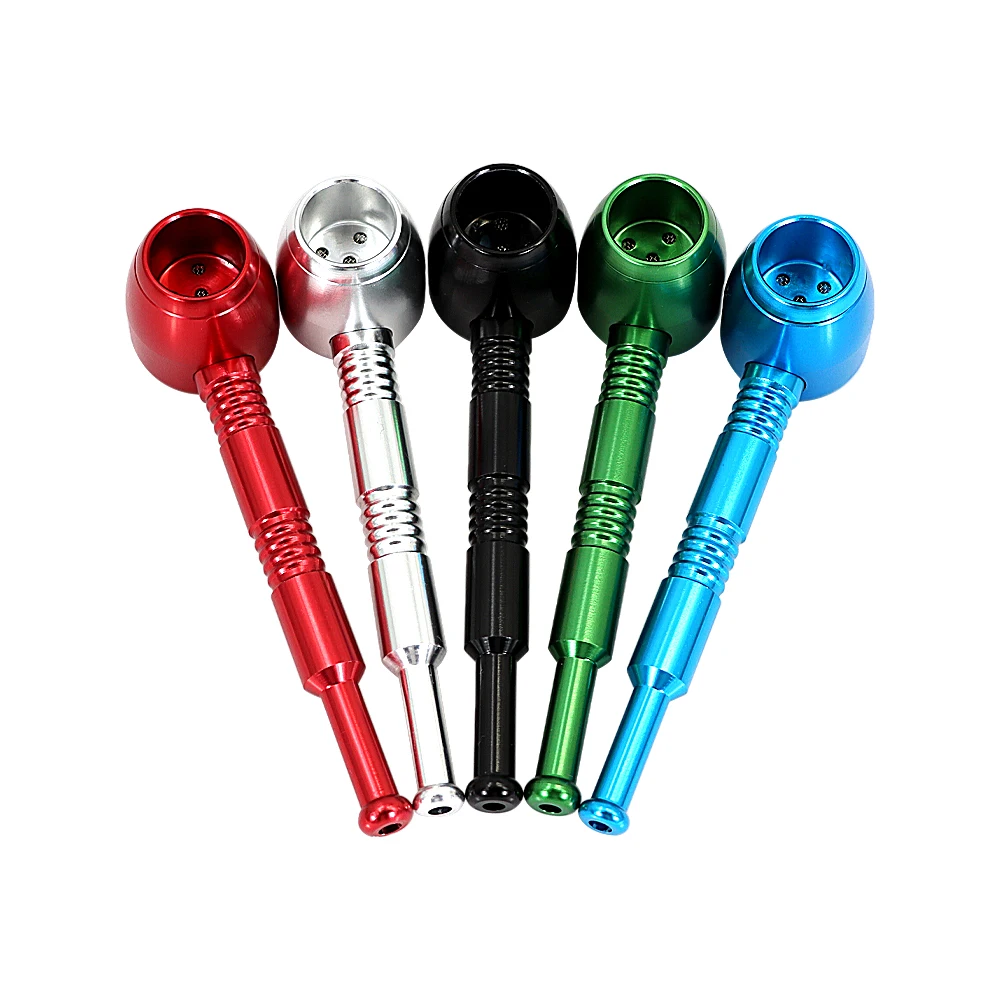 

HONEYPUFF Metal Smoking Pipe Threaded Design Aluminum Pipe Fashion Colorful Mini 3.93 Inch Metal Pipe Herb Grinder Accessories