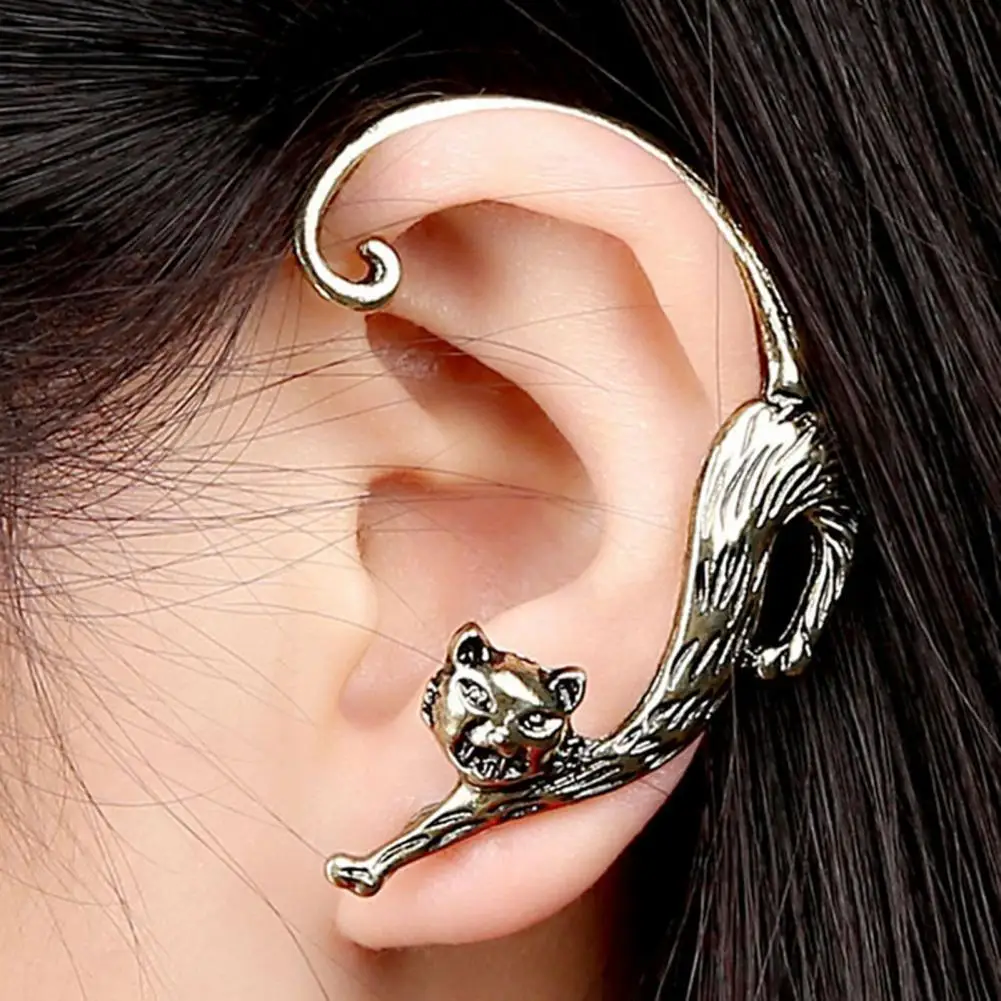 

1Pc Fashion Stylish Retro Punk Cat Shape Ear Wrap Alloy Lightweight Ear Cuff For Woman Party Birthday Wedding Jewelry Gifts