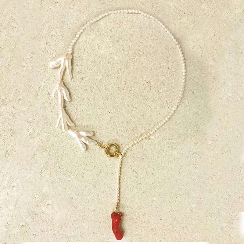 Ожерелье в стиле барокко с подвеской из пресноводного жемчуга | Украшения и