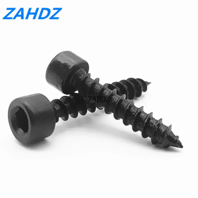 50 шт./лот M2 M2.6 M3 M3.5 M4 из углеродистой стали с черным шестигранной головкой саморез