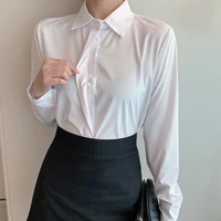 mingliusili office wear 2021 fashion spring white plus size button up shirt long sleeve women stylish blouses oversized shirt